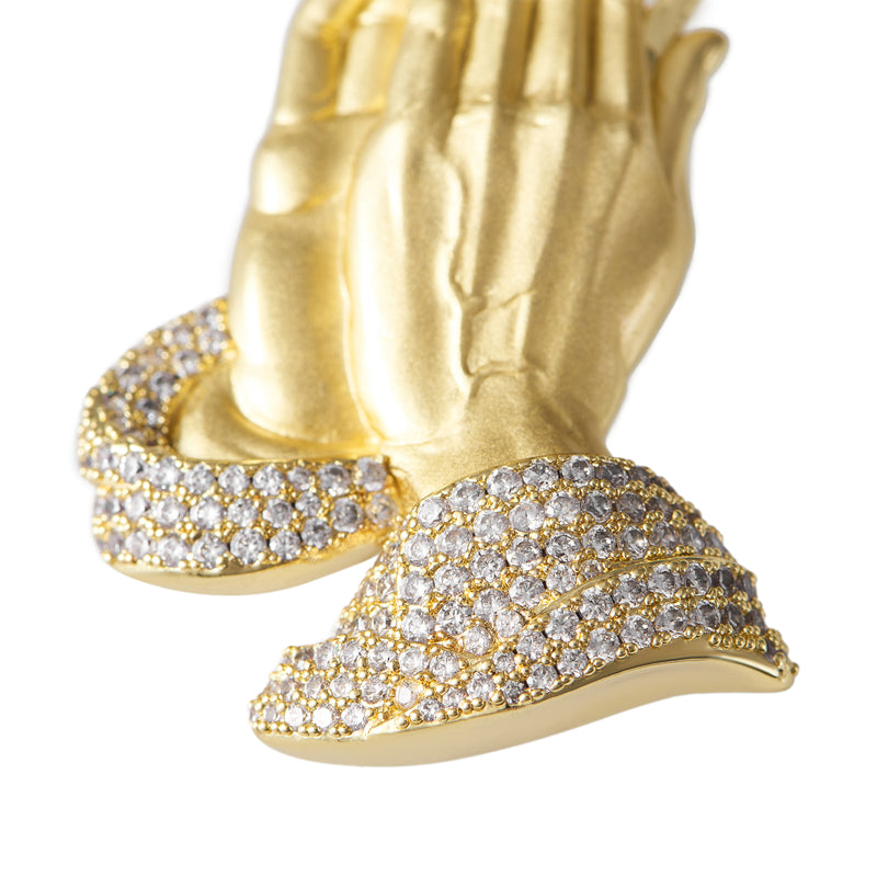 14K Gold Iced Praying Hand Pendant - Aporro - APORRO